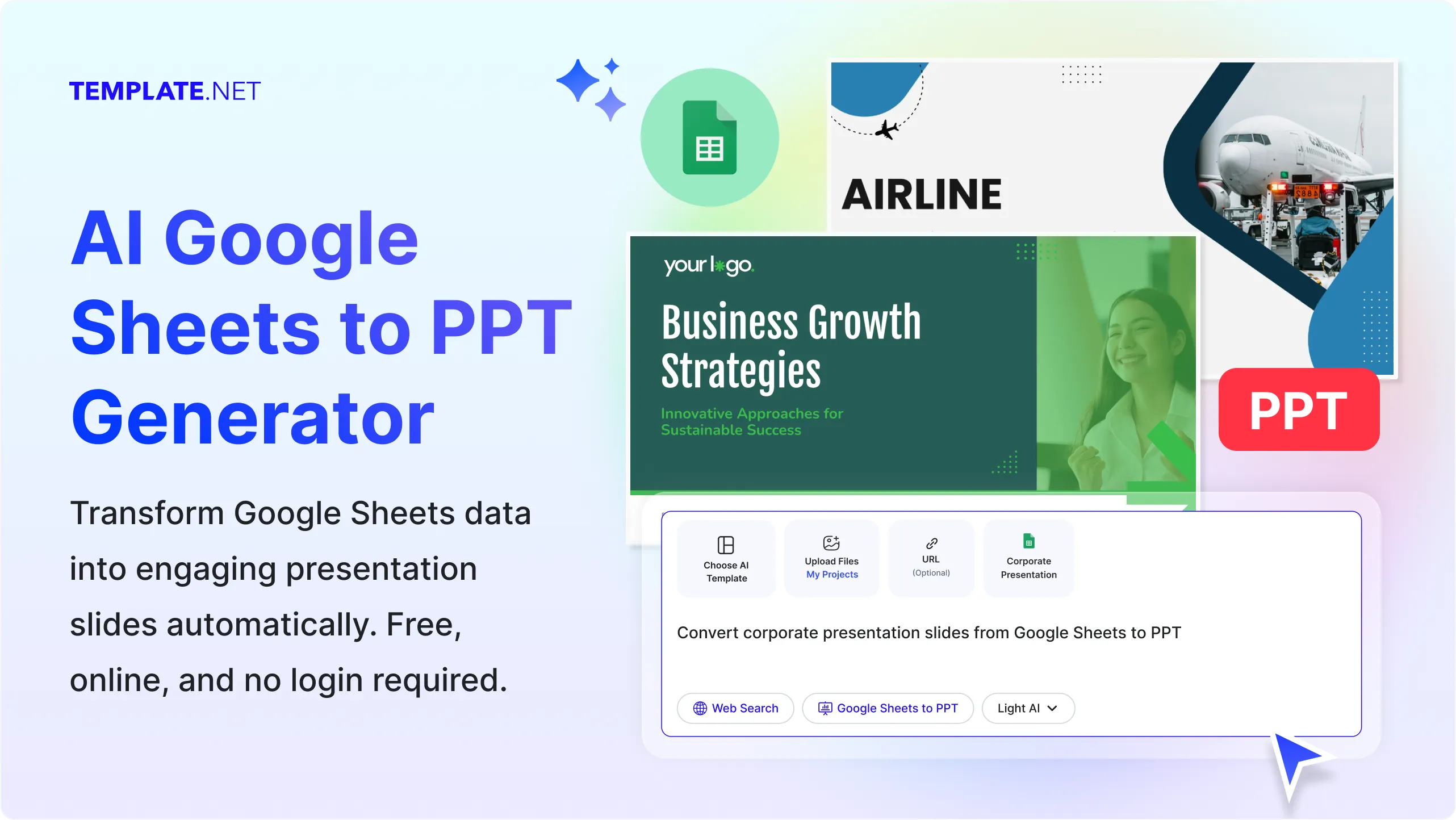 Free AI Google Sheets to PPT Generator | Convert Google Sheets to PowerPoint Online